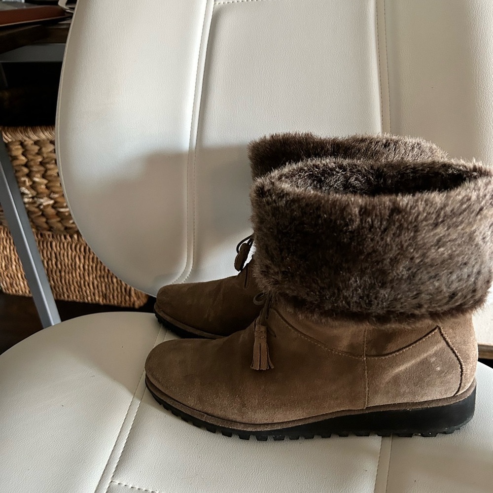Stuart Weitzman Sockette Faux Fur-Lined Suede Boots